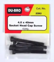 DU-BRO 4.0 X 40MM SOCKET HEAD CAP SCREWS ( PACKAGE OF 4 )( CAT. # 2282 )