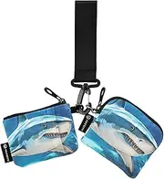 [XYMZR] Mini Zip Around Wristlet keychain Wallet Scary Fish Underwater for Women Personalized Pattern Detachable Dual Pouch Wristlet Portable Wallet Phone Coin Purse, Multi-colored, One Size