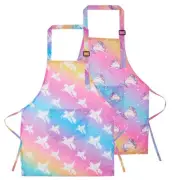 2 Pack Kids Apron for Boys Girls for Cooking, Waterproof Art Rainbow Unicorn