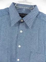 YVES SAINT LAURENT YSL FRANCE NWT MEN LARGE DRESS LUXURY SPORT SHIRT BLUE COTTON