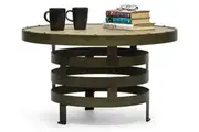 Retro Style Spiral Round Coffee Table | Wood Top | Stylish Living Room Furniture