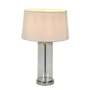 Belle Iris Glass Table Lamp w/Metal Base 54cm - Polished Nickel