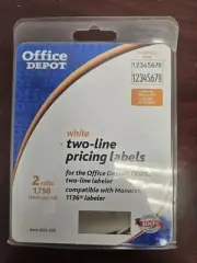 Office Depot Two-Line Pricing Labels Flourescent Red Two Rolls 3500 Monarch 1136