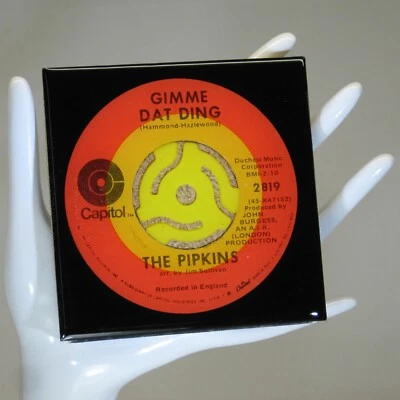 The Pipkins Gimme Dat Ding Drink Coaster Made with Original 45 rpm Record