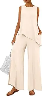 [PRETTYGARDEN] Women's 2025 Two Piece Matching Lounge Sets Asymmetrical Split Tank Tops Wide Leg Pants Summer Outfits Tracksuit