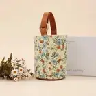 Canvas Retro Flower Bucket Bag Storage Handbag Fashion Top-Handle Bags