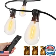 Ollny S11 Outdoor String Lights with Remote, 50FT 3 Modes Dimmable Timers Wat