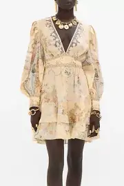CAMILLA Adorned In Antiquity Button Front Frill Dress New with Tags RRP $899