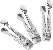 Alipis 1set Stainless Steel Food Tongs Sugar Jar Sugar Holder Clippers Ice Scoop Ice Cube Tray Ice Tongs for Bar Sugar Tongs for Sugar Cubes Sugars Grid Beverage Pour Packets Fryer 3pcs