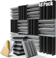 Upgrade 48 Pack Self-Adhesive Sound Proof Foam Panels,12" X 12" X 2" Acoustic Pa