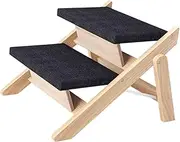 Fonowx Wooden Pet Stair with Step,Dog Ramp,Dog Stair for Couch High Beds Cars for Small Medium Large Dogs, 2 Steps