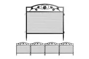 Vibe Geeks 5 Panel Garden Entry Path Fence Black Metal Garden Barrier Border