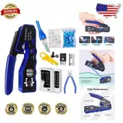 Comprehensive RJ45 Crimping Tool Set for Cat5e/Cat6 with Tester and Accessories
