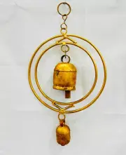 New Zummar House Handmade Ring Chime with 2 Brass Coated Kutch Metal Bells/Wind