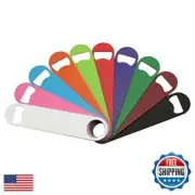 QLL 10 Pack 7" Stainless Steel Flat Bottle Opener, Solid bar key