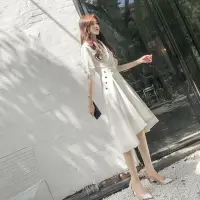 在飛比找蝦皮商城精選優惠-洋裝 春季套裝 新款法式洋裝白色短袖洋裝夏2023新款氣質復