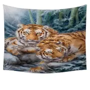 Winter Bamboos Wild Tigers Tapestry