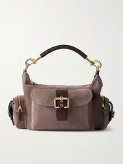 [Chloé] Chloé - Camera Medium Leather-trimmed Suede Shoulder Bag - Brown - One size One size Brown