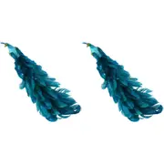 2PK LVD Plastic & Foam Clip Peacock Home/Living Room Ornament Decor 60cm Teal