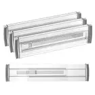 4 Pack 3.1" High 11.2" to 20" Expandable Drawer Dividers Organizer, Clear Black