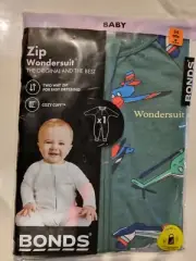 Bonds Teal Green Plane Choppers Helicopters Zippy Wondersuit Long Sleeve 00 3-6m