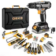 Cordless Drill Tool Kit Set: 20V Power Drill Tool Box with Battery Electric D...
