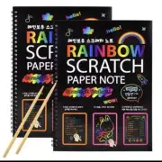 2 Pcs Scratch Children's Art Book Black DIY Art Card Neon Scratch Book