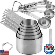 Smithcraft Measuring Cups and Spoons Set 14, 18/8 Stainless Steel Measuring C