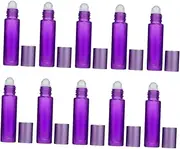 Gogogmee 10 Pack Glass Sub Bottles for Perfume 10ml Roller Bottles Roll-on Balls Refillable Leakproof for Travel Business and Storage Purple