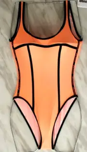 Arena Women's Orange Swimsuit Swimming Costume Vintage 34 Retro One Piece M Bath