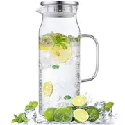 54oz Clear Glass Pitcher with Lid, Water Carafe Pitcher for Iced Tea Juice Milk