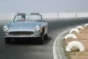 Celebrity actor Steve McQueen in action driving car Riverside CA 6- Old Photo