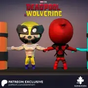 UNPAINTED Deadpool & Wolverine Diorama Chibi 3D Printed Mini Figure BH
