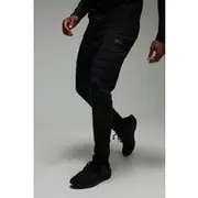 Mens Black Man Active Lightweight Quilted Joggers