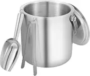 UKQRRTC Stainless Steel Ice Bucket, Double Layer Insulated Ice Bucket, Good Refrigeration Beverage Cooler Container for Party