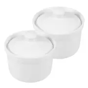 2 Pcs Stew Pot Dessert Cups with Lids Steaming Soup Bowl Cooking Pots Ceramic