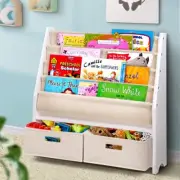 Keezi 4 Tiers Kids Bookshelf Magazine Shelf Bookcase Rack Organiser with Drawer