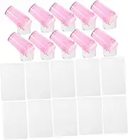 BESTYASH 10 Sets French Tip Nail Stamp Nail Art Stamper Kit Clear Silicone Stamping Jelly Stamper With Scrapers Kit For French Manicure Home DIY Salon