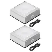 LED Light Base Groove Display Stand, 2 Pcs Light Base for Party, Silver