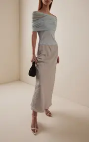 [Christopher Esber] Crossed Stretch-Tulle Knit Top