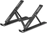 Computer Support Laptop Stand, with Non-Slip Silicone Pad, 10 Levels Adjustable Foldable Lifting Base,Black