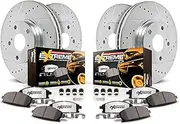 Power Stop Front and Rear K8803-36 Carbon-Fiber Ceramic Brake Pad with Drilled and Slotted Rotor Kit Z36 Truck and Tow