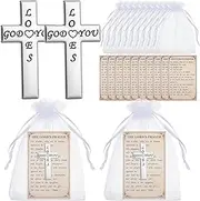 Landical 10 Sets God Loves You Pocket Cross Mini Metal Cross With Prayer Card Organza Bag Encourage Gifts Bulk Christian Faith Reminder For Church Gifts Praying Favor