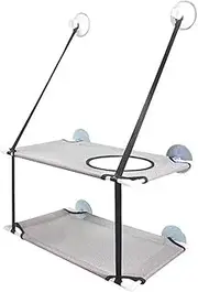 Double cat Bed Hammock - Window Hanging pet seat - Sturdy and Durable Litter Box - Load Capacity up to 25 kg - Ideal Accessories(Double Layers Gray)