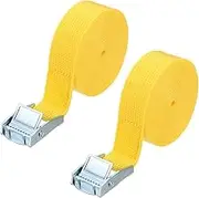uxcell 1" x 11 ft Lashing Strap with Buckles, 2 Pcs Cam Buckle Tie Down Straps Adjustable Heavy Duty Secure Cinch Straps Up to 551 lbs for Cargo Kayak Bicycles, Yellow