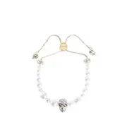 [MCQUEEN] Skull and Pearl Friendship Bracelet Silver