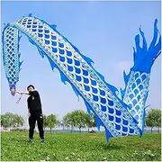 Dragon Dance Silk Dragon Silk-Like Flowy Spinning & Shaking Poi Blue White Outdoor Flinging Fitness Kung Fu Dragon Dance Ribbon Streamer - Friends/Parents Gifts (Size : 10m/33ft Long)