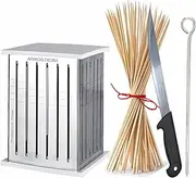 MISTERMOBY Magic Kebab Maker - Arrosticini Cubes 49 Pieces - Knife + 50 Skewers - Machine for Making Kebab & Souvlaki Handmade - Makes Meat, Fish, Fruit and Vegetable Skewers
