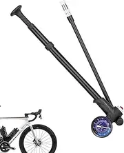 Portable Bike Pump - High Pressure Household Portable Air Pump - Household Vehicle Tire Inflator with Pressure Gauge for Road Mountain Cycling Hybrid Balls Travel Camping