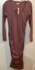KOOKAI CELIA LONG SLEEVE MIDI DRESS SZ 2 DARK MAUVE COLOUR BNWT (D83